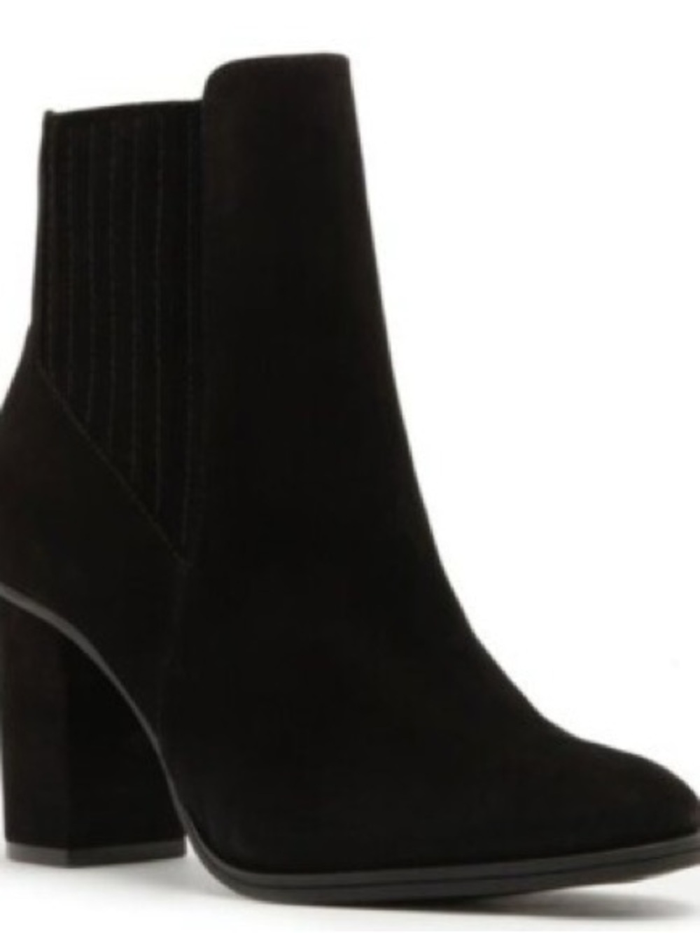 Schutz Fabricia Bootie Black Suede Block Heel Ankle Boots - Women